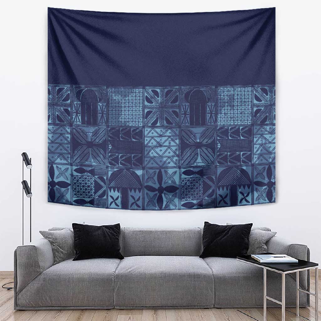 Yoruba Adire Eleko Patterns Tapestry Indigo Vintage