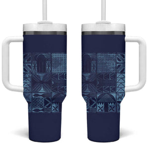 Yoruba Adire Eleko Patterns Tumbler With Handle Indigo Vintage