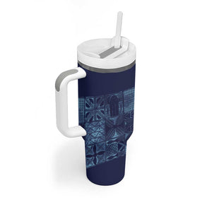 Yoruba Adire Eleko Patterns Tumbler With Handle Indigo Vintage