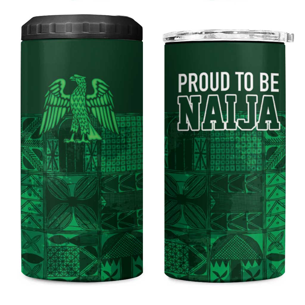 Nigeria Yoruba Adire Patterns 4 in 1 Can Cooler Tumbler Proud To Be Naija