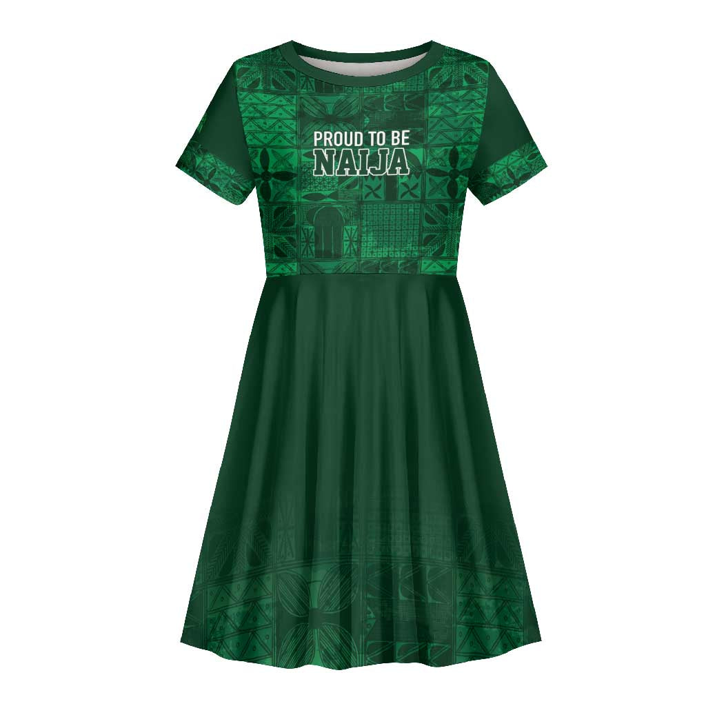 Nigeria Yoruba Adire Patterns Kid Short Sleeve Dress Proud To Be Naija