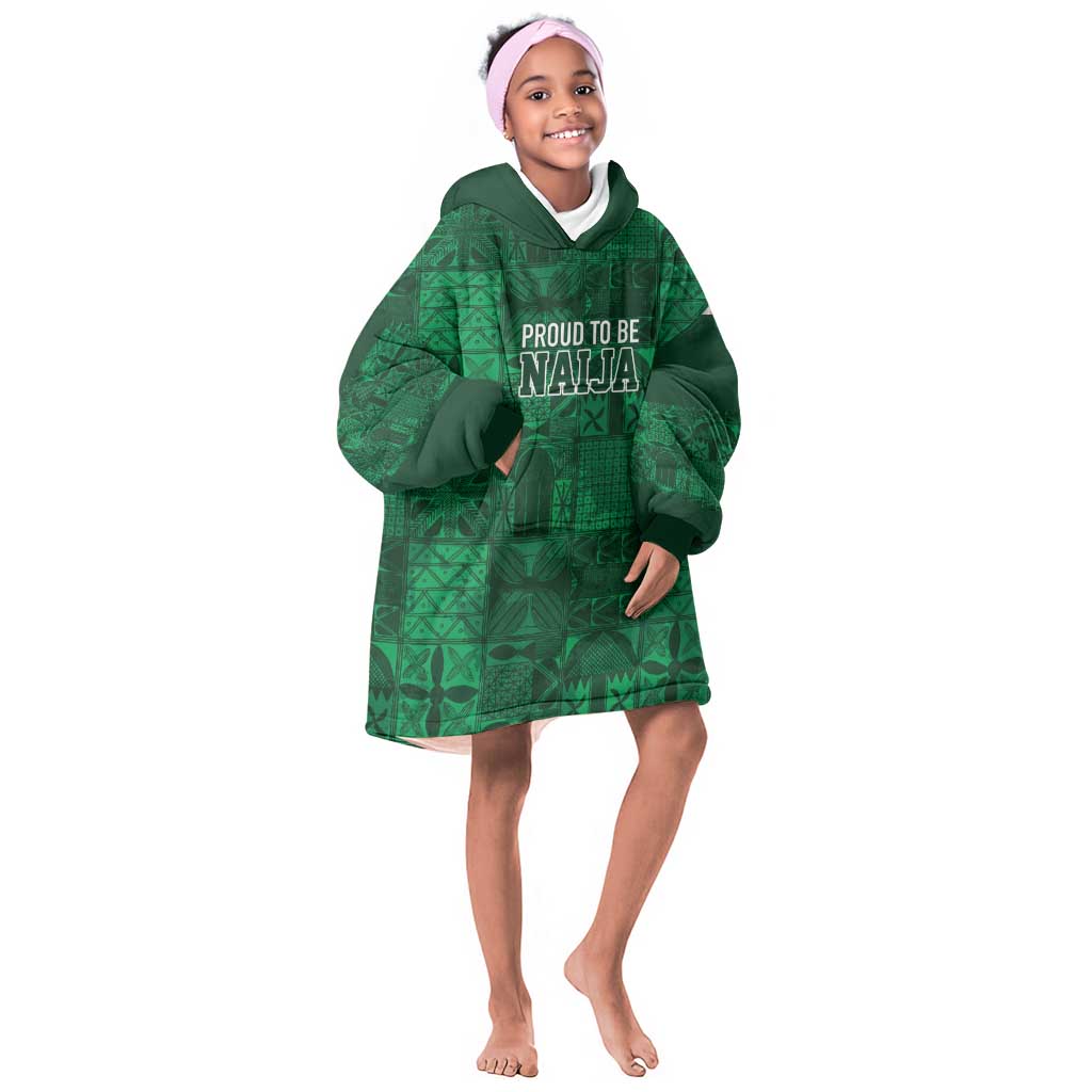 Nigeria Yoruba Adire Patterns Kid Wearable Blanket Hoodie Proud To Be Naija