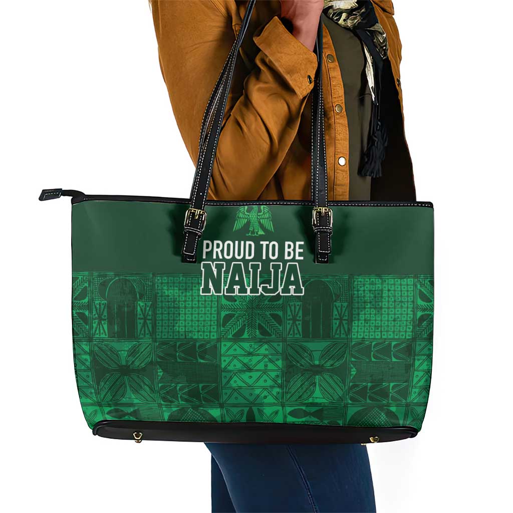 Nigeria Yoruba Adire Patterns Leather Tote Bag Proud To Be Naija