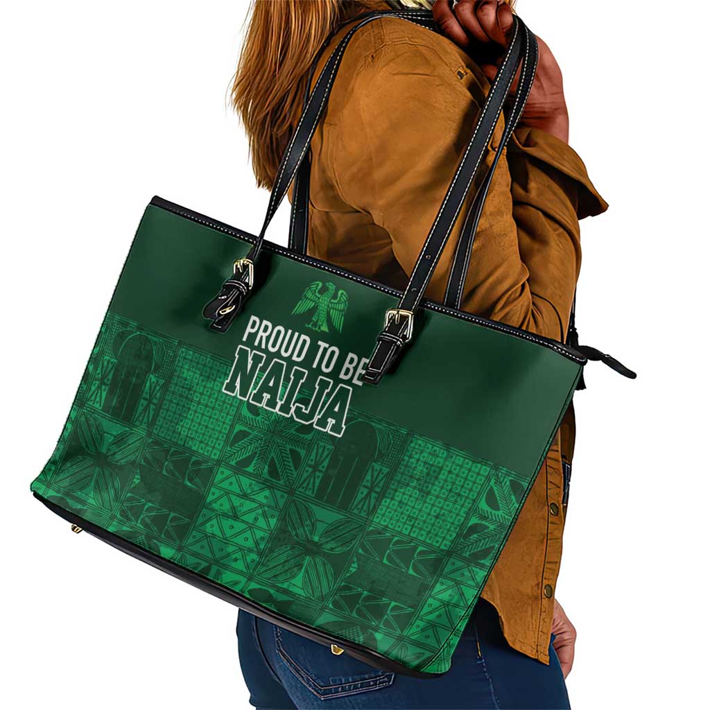 Nigeria Yoruba Adire Patterns Leather Tote Bag Proud To Be Naija