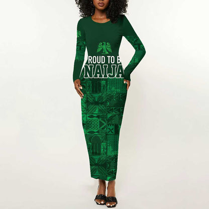 Nigeria Yoruba Adire Patterns Long Sleeve Bodycon Dress Proud To Be Naija