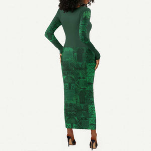 Nigeria Yoruba Adire Patterns Long Sleeve Bodycon Dress Proud To Be Naija