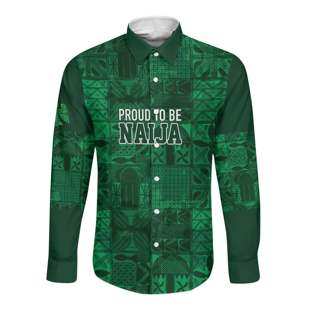 Nigeria Yoruba Adire Patterns Long Sleeve Button Shirt Proud To Be Naija