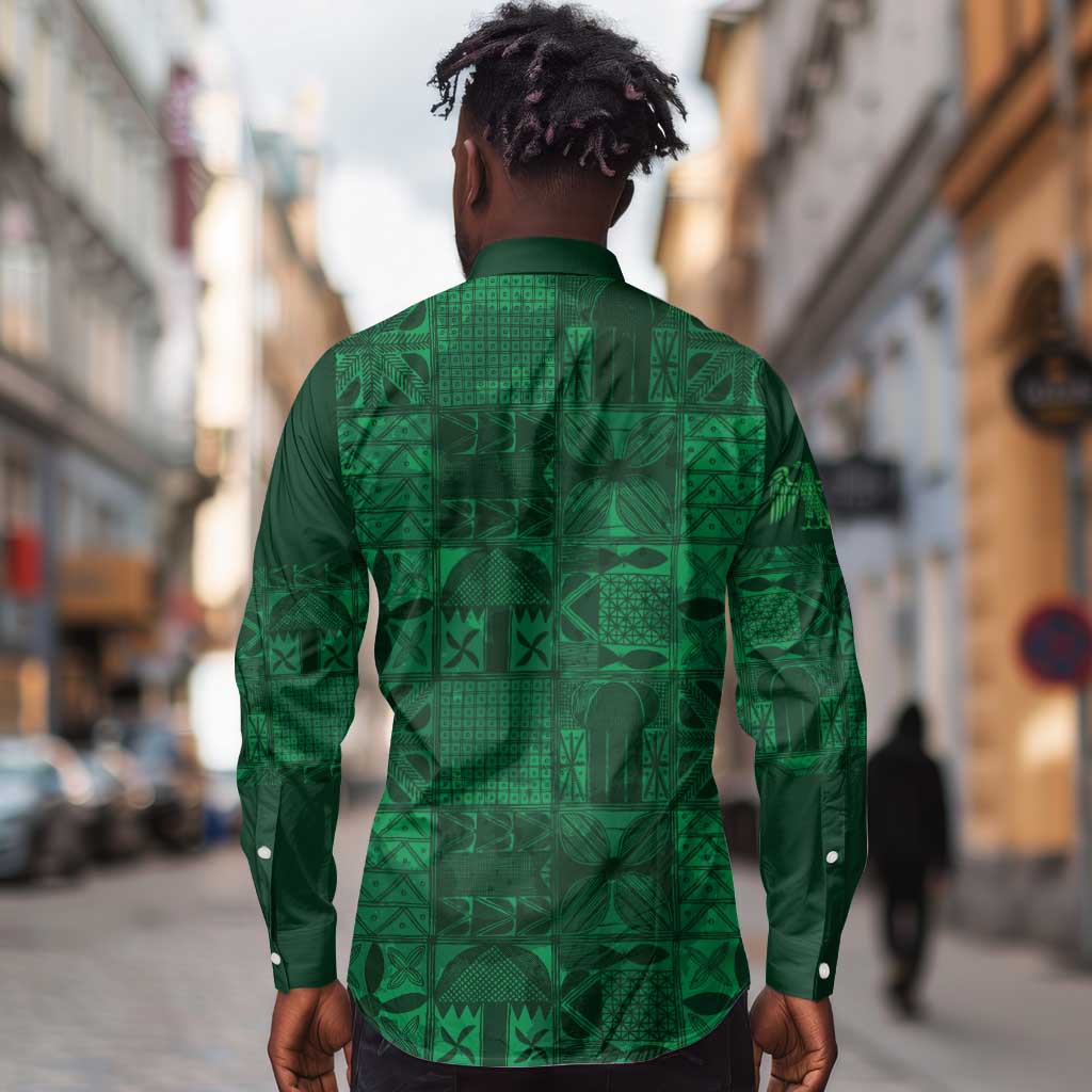 Nigeria Yoruba Adire Patterns Long Sleeve Button Shirt Proud To Be Naija