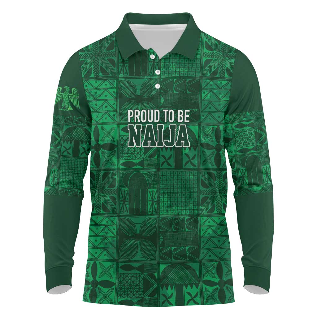 Nigeria Yoruba Adire Patterns Long Sleeve Polo Shirt Proud To Be Naija