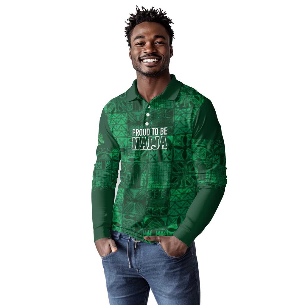 Nigeria Yoruba Adire Patterns Long Sleeve Polo Shirt Proud To Be Naija