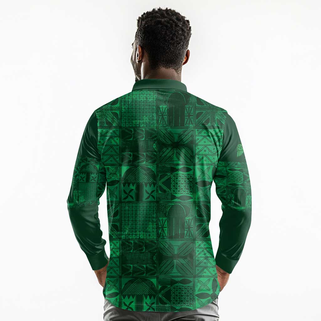 Nigeria Yoruba Adire Patterns Long Sleeve Polo Shirt Proud To Be Naija