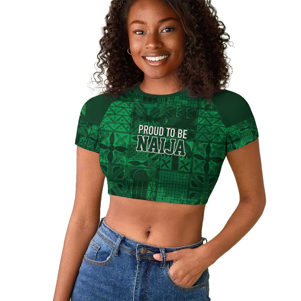 Nigeria Yoruba Adire Patterns Raglan Cropped T shirt Proud To Be Naija