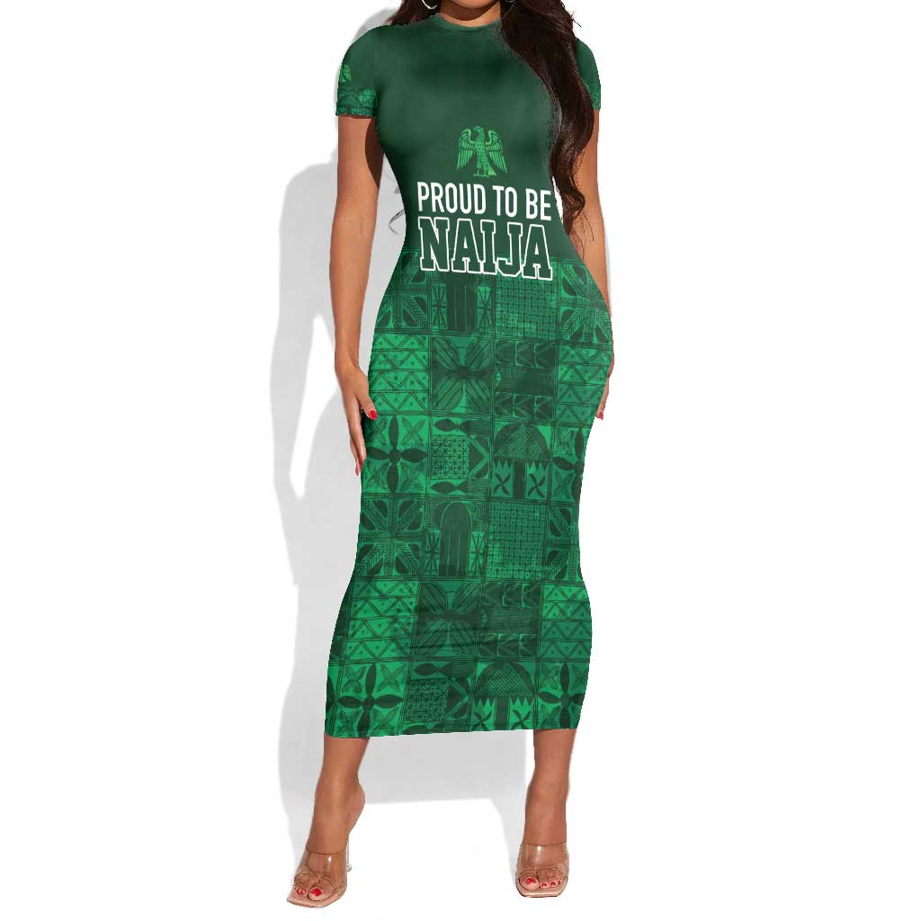 Nigeria Yoruba Adire Patterns Short Sleeve Bodycon Dress Proud To Be Naija