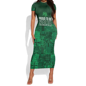Nigeria Yoruba Adire Patterns Short Sleeve Bodycon Dress Proud To Be Naija