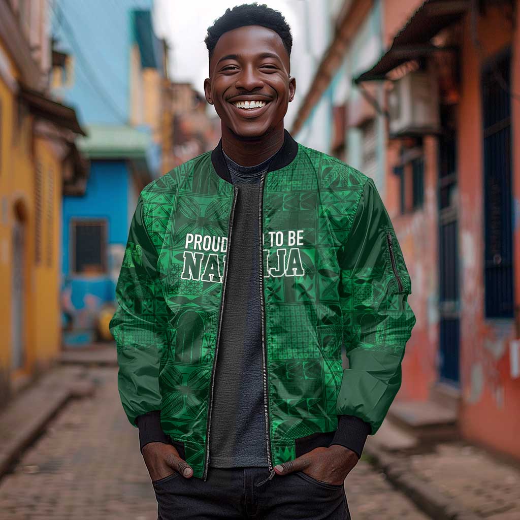 Nigeria Yoruba Adire Patterns Sleeve Zip Bomber Jacket Proud To Be Naija