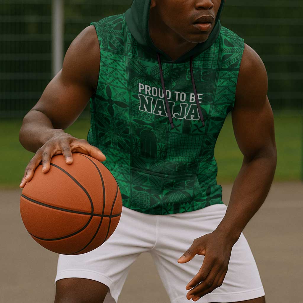 Nigeria Yoruba Adire Patterns Sleeveless Hoodie Proud To Be Naija - African Pride