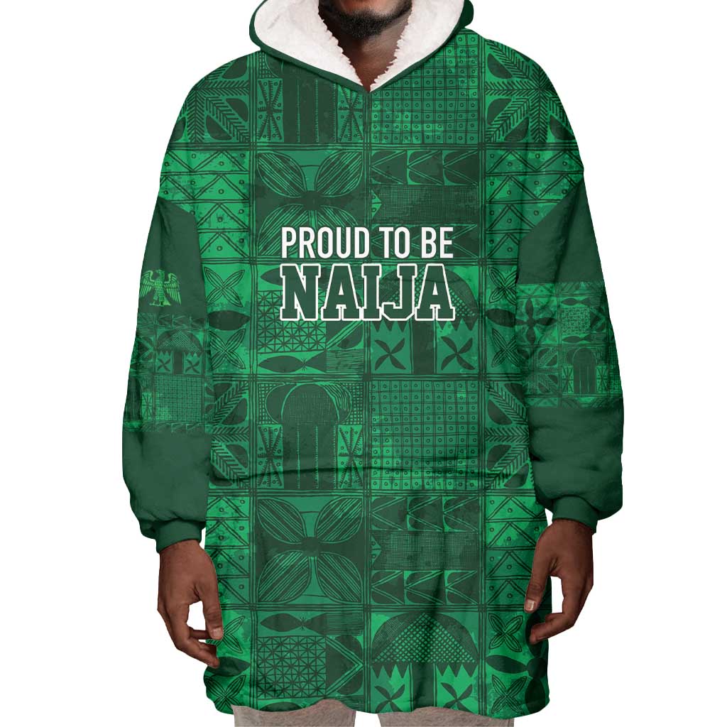 Nigeria Yoruba Adire Patterns Wearable Blanket Hoodie Proud To Be Naija