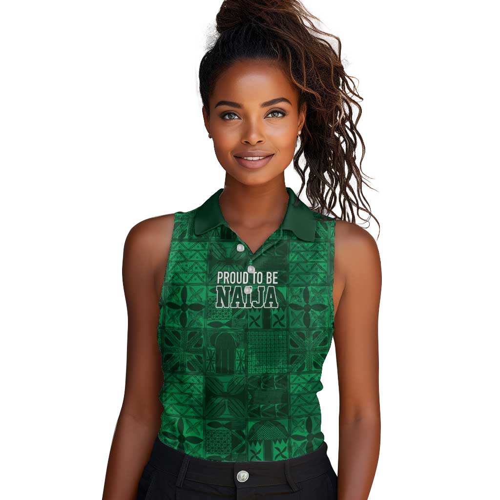 Nigeria Yoruba Adire Patterns Women Sleeveless Polo Shirt Proud To Be Naija