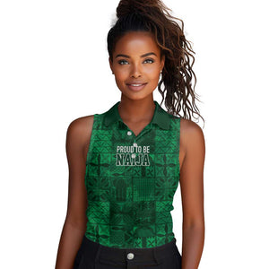 Nigeria Yoruba Adire Patterns Women Sleeveless Polo Shirt Proud To Be Naija