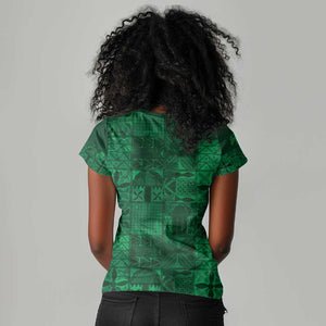 Nigeria Yoruba Adire Patterns Women V-Neck T-Shirt Proud To Be Naija