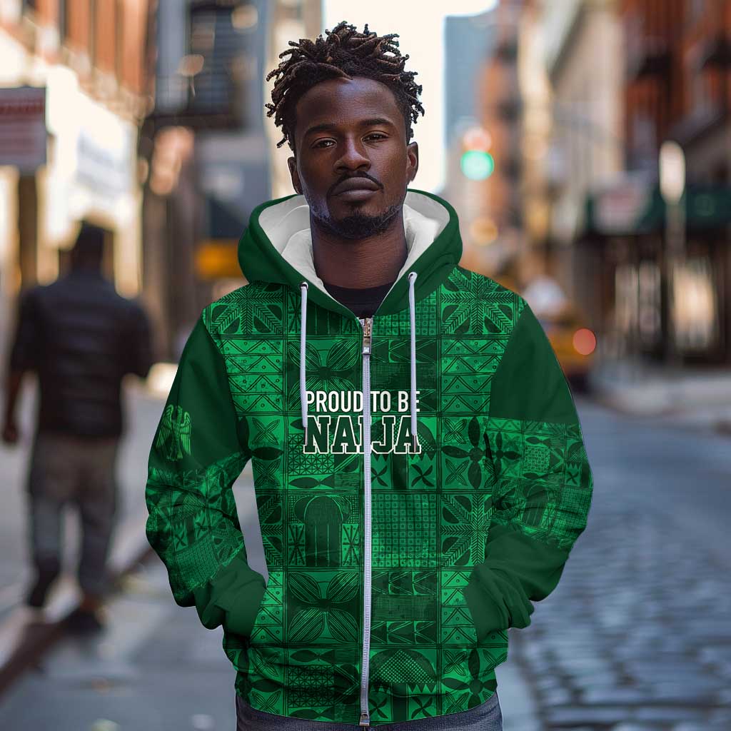 Nigeria Yoruba Adire Patterns Zip Hoodie Proud To Be Naija