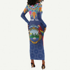 Pura Vida Costa Rica Personalized Long Sleeve Bodycon Dress Oxcart Ornate Inspired - African Pride