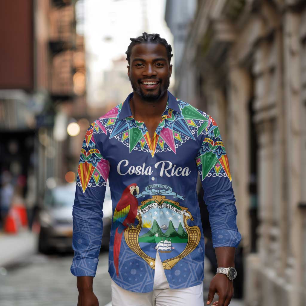 Pura Vida Costa Rica Personalized Long Sleeve Button Shirt Oxcart Ornate Inspired - African Pride