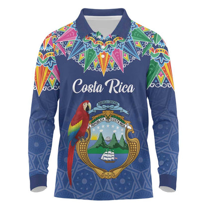 Pura Vida Costa Rica Personalized Long Sleeve Polo Shirt Oxcart Ornate Inspired - African Pride
