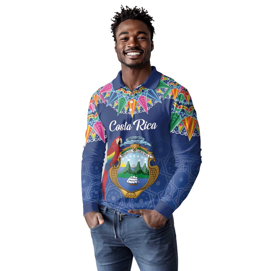 Pura Vida Costa Rica Personalized Long Sleeve Polo Shirt Oxcart Ornate Inspired - African Pride