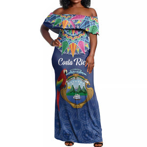 Pura Vida Costa Rica Personalized Off Shoulder Maxi Dress Oxcart Ornate Inspired - African Pride