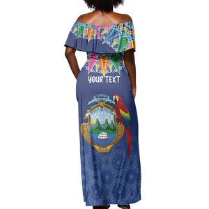 Pura Vida Costa Rica Personalized Off Shoulder Maxi Dress Oxcart Ornate Inspired - African Pride