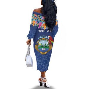 Pura Vida Costa Rica Personalized Off The Shoulder Long Sleeve Dress Oxcart Ornate Inspired - African Pride