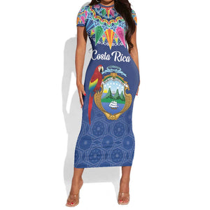Pura Vida Costa Rica Personalized Short Sleeve Bodycon Dress Oxcart Ornate Inspired - African Pride