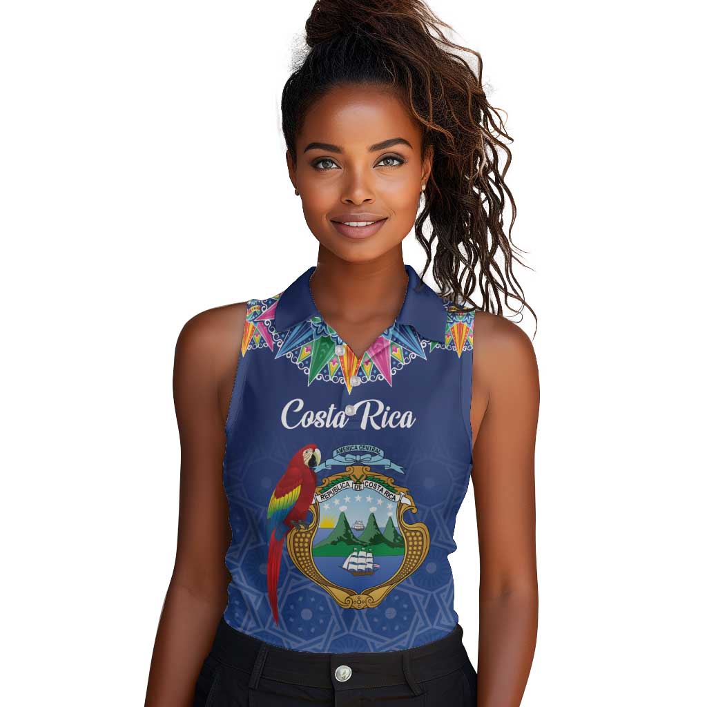 Pura Vida Costa Rica Personalized Women Sleeveless Polo Shirt Oxcart Ornate Inspired - African Pride