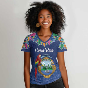 Pura Vida Costa Rica Personalized Women V-Neck T-Shirt Oxcart Ornate Inspired - African Pride