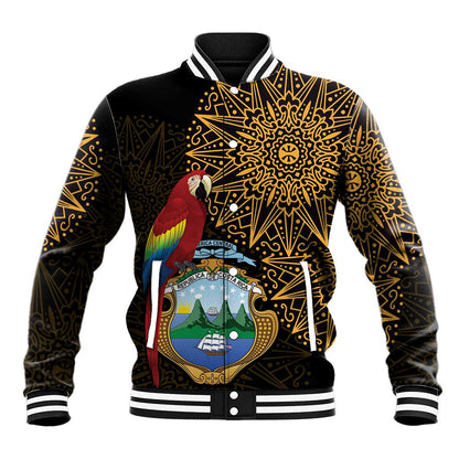 Pura Vida Costa Rica Personalized Baseball Jacket Oxcart Ornate Inspired Gold Pattern - African Pride