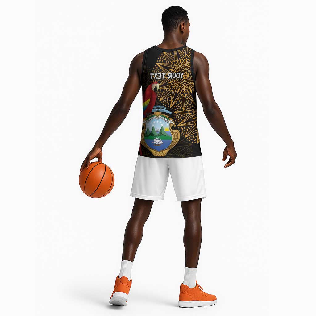 Pura Vida Costa Rica Personalized Basketball Jersey Oxcart Ornate Inspired Gold Pattern - African Pride