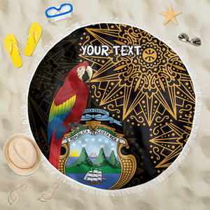 Pura Vida Costa Rica Personalized Beach Blanket Oxcart Ornate Inspired Gold Pattern - African Pride