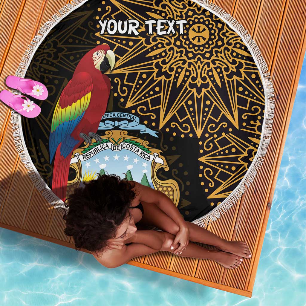 Pura Vida Costa Rica Personalized Beach Blanket Oxcart Ornate Inspired Gold Pattern - African Pride