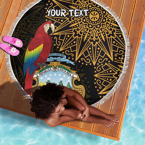 Pura Vida Costa Rica Personalized Beach Blanket Oxcart Ornate Inspired Gold Pattern - African Pride