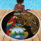 Pura Vida Costa Rica Personalized Beach Blanket Oxcart Ornate Inspired Gold Pattern - African Pride
