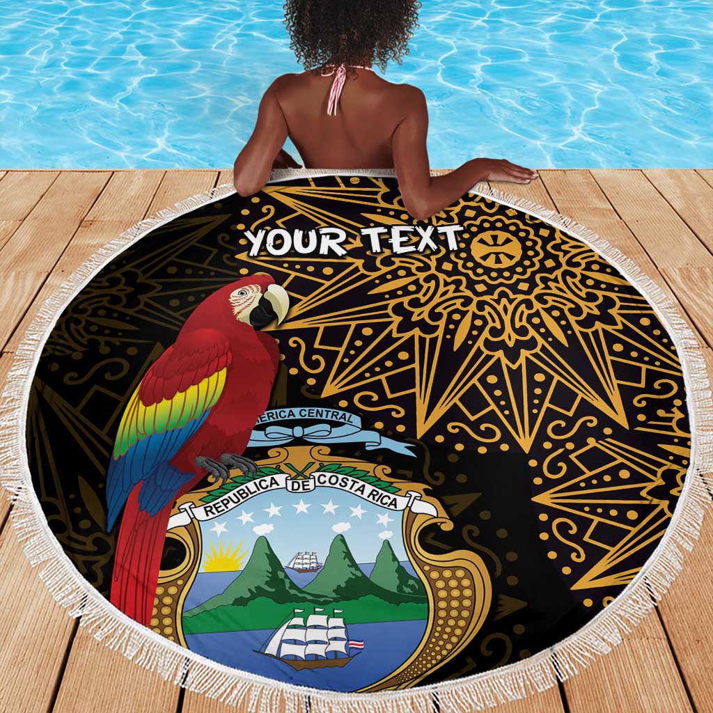 Pura Vida Costa Rica Personalized Beach Blanket Oxcart Ornate Inspired Gold Pattern - African Pride