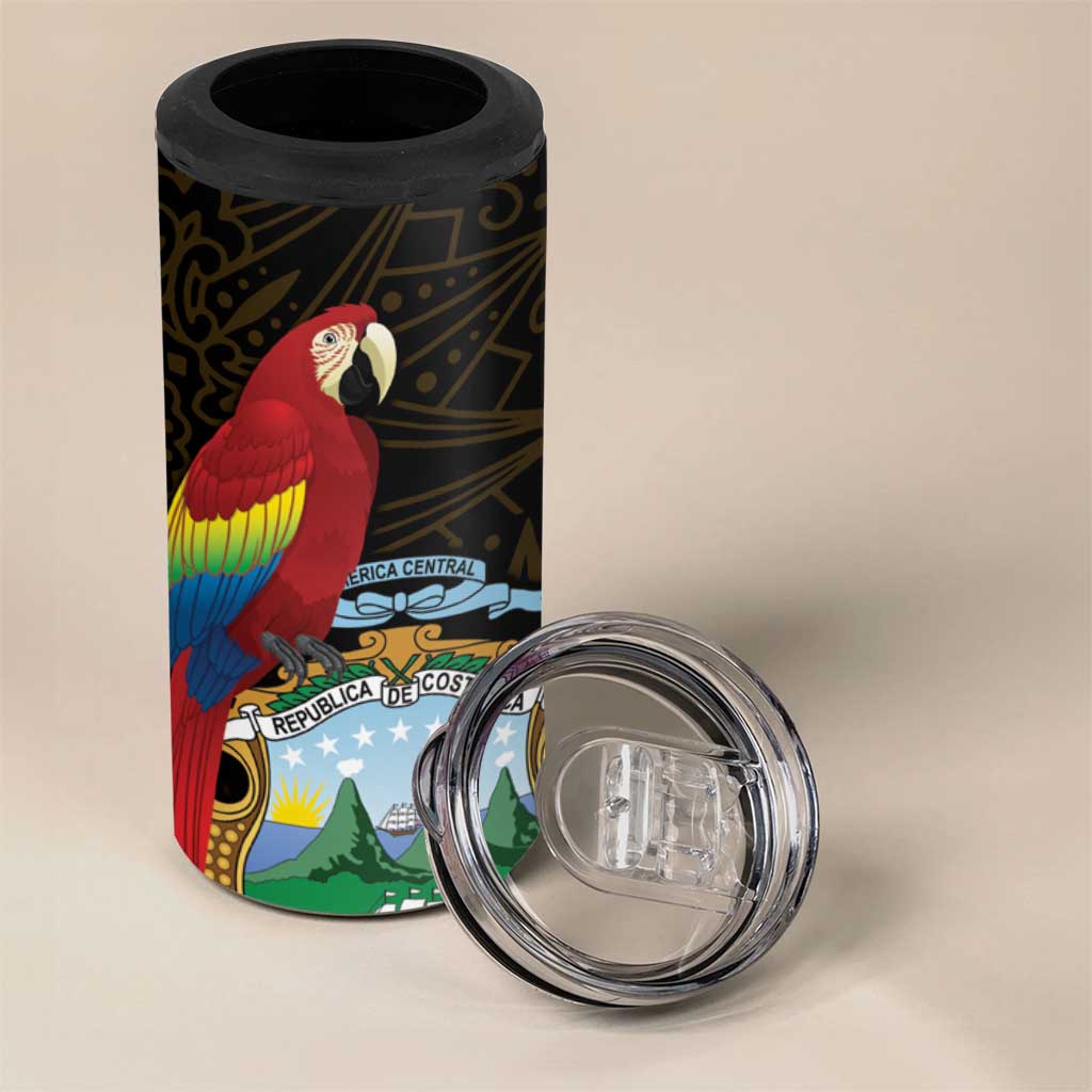 Pura Vida Costa Rica Personalized 4 in 1 Can Cooler Tumbler Oxcart Ornate Inspired Gold Pattern - African Pride