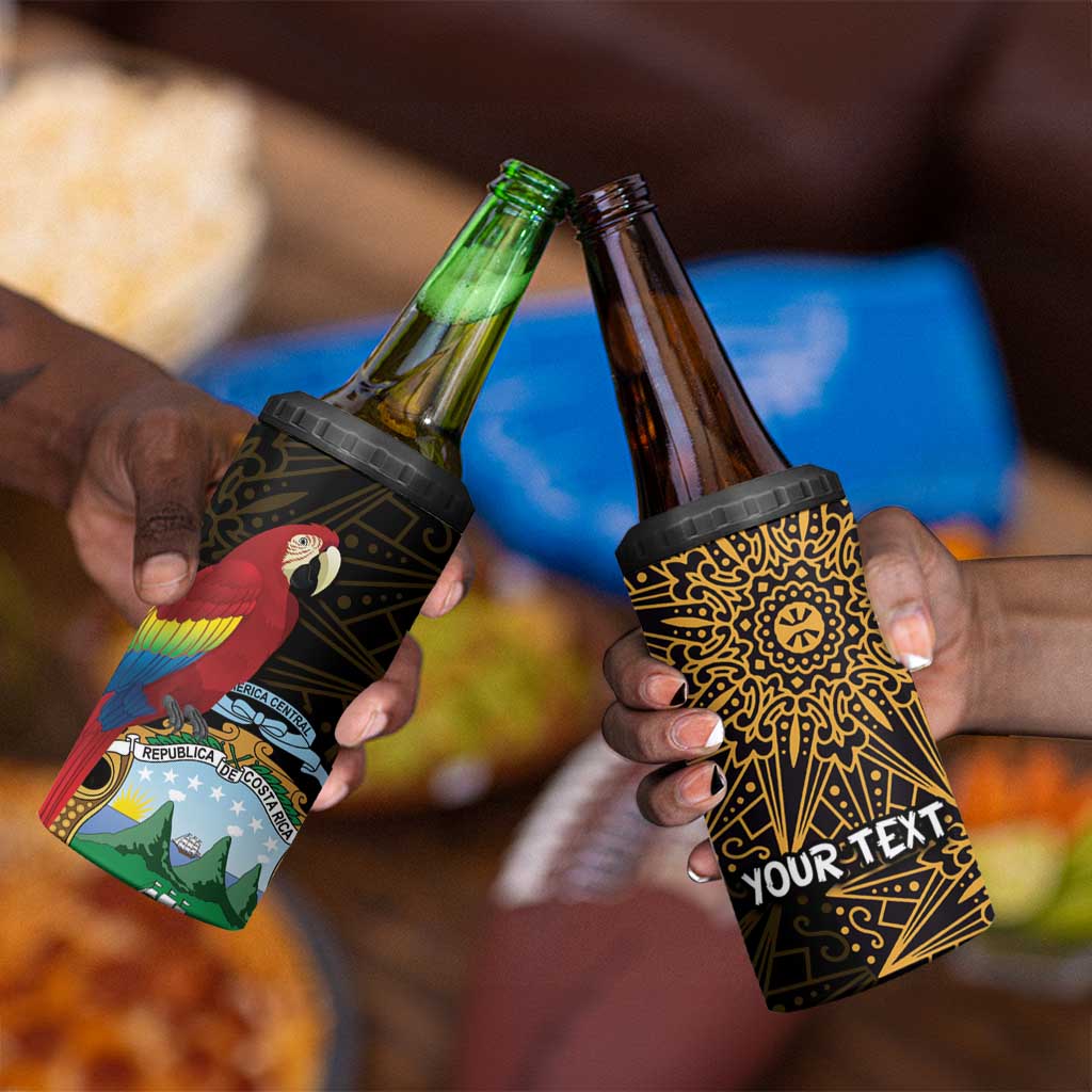 Pura Vida Costa Rica Personalized 4 in 1 Can Cooler Tumbler Oxcart Ornate Inspired Gold Pattern - African Pride