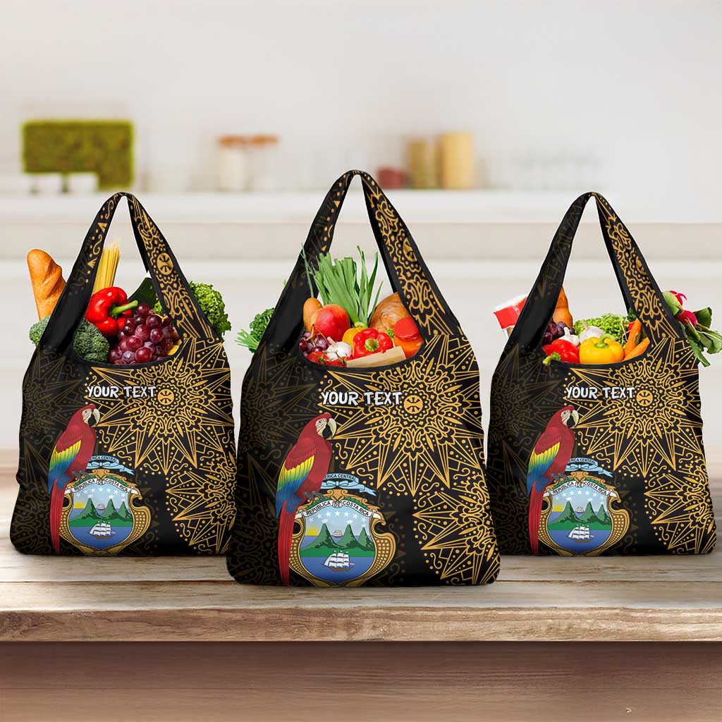 Pura Vida Costa Rica Personalized Grocery Bag Oxcart Ornate Inspired Gold Pattern - African Pride