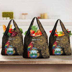 Pura Vida Costa Rica Personalized Grocery Bag Oxcart Ornate Inspired Gold Pattern - African Pride