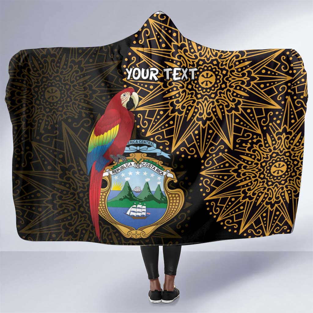 Pura Vida Costa Rica Personalized Hooded Blanket Oxcart Ornate Inspired Gold Pattern - African Pride