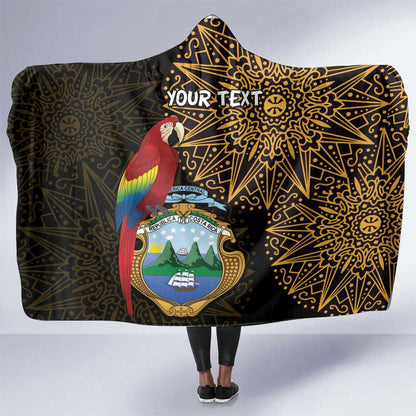 Pura Vida Costa Rica Personalized Hooded Blanket Oxcart Ornate Inspired Gold Pattern - African Pride