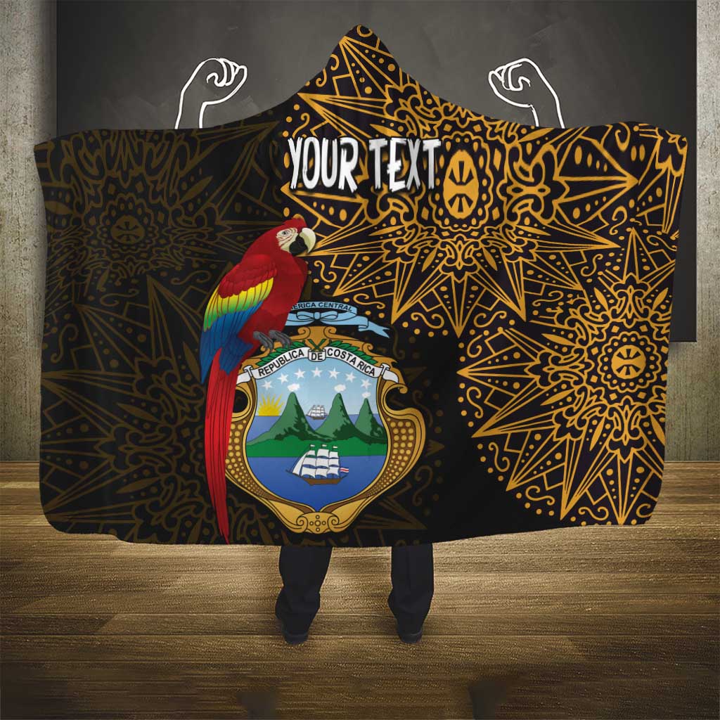 Pura Vida Costa Rica Personalized Hooded Blanket Oxcart Ornate Inspired Gold Pattern - African Pride