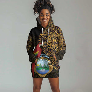 Pura Vida Costa Rica Personalized Hoodie Dress Oxcart Ornate Inspired Gold Pattern - African Pride